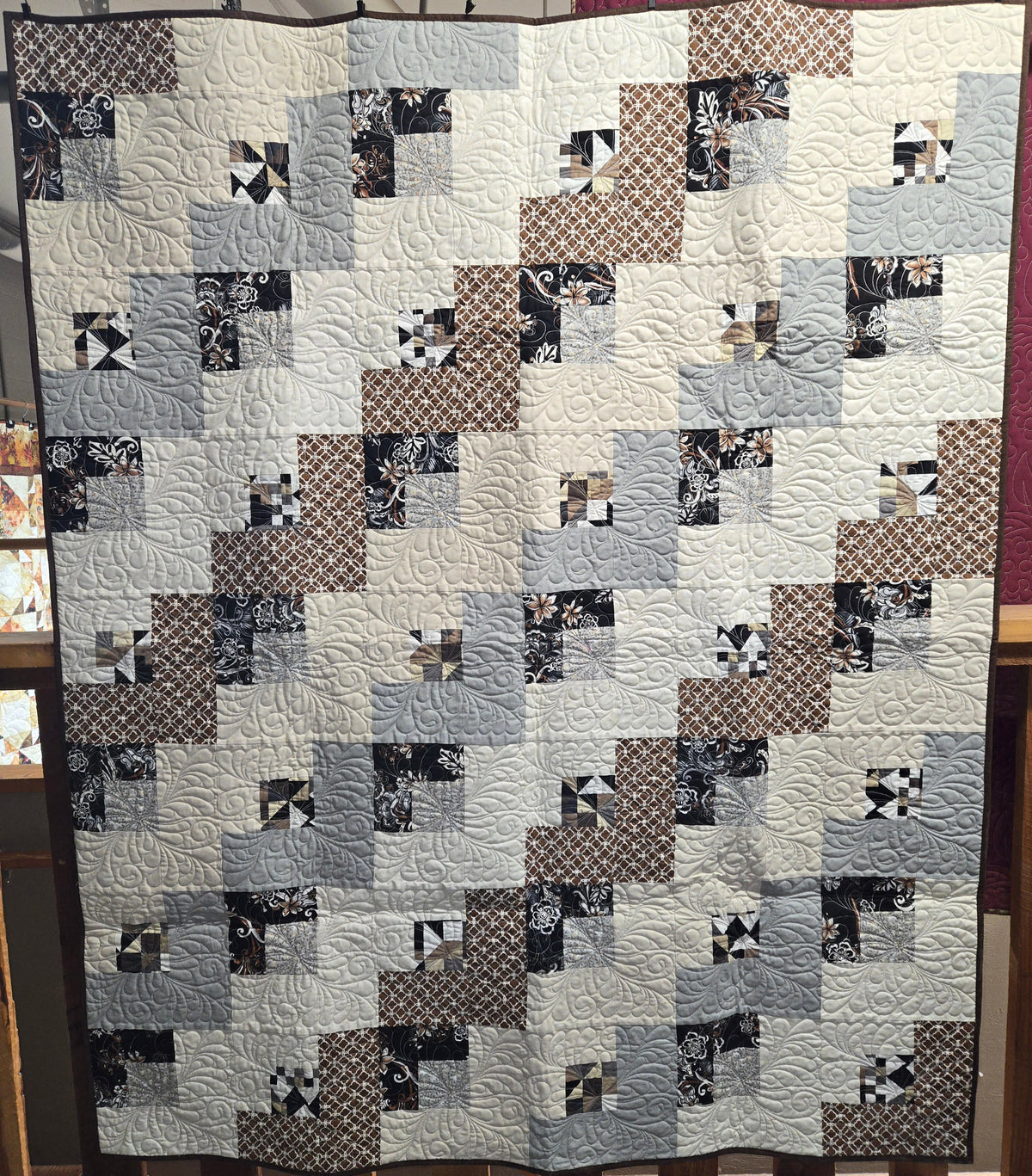 Store Sample- Lap Quilt- Cream,Brown, Grey