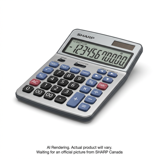 Calculatrice semi-compacte SHARP Canada EL782CS à 12 chiffres – Écran inclinable professionnel avec calcul de taxes et de monnaie