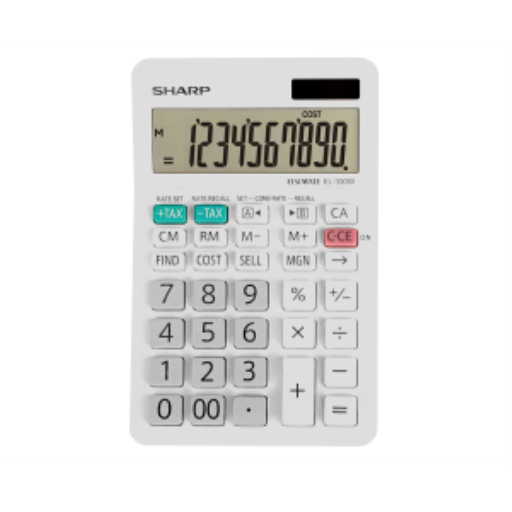 Calculatrice SHARP EL330W Twin Power, affichage 10 chiffres