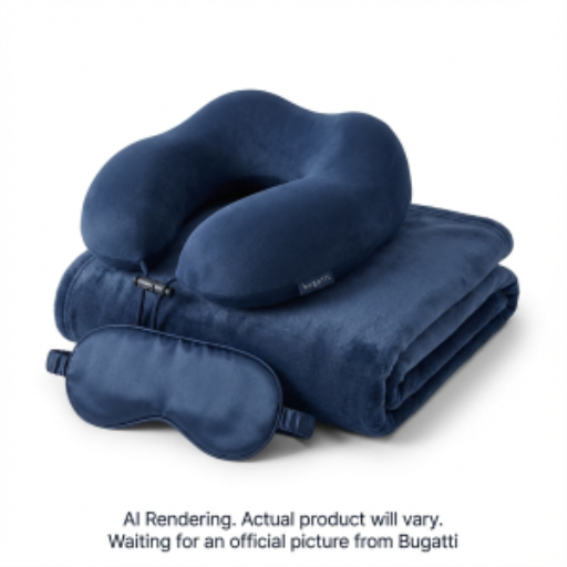 Coffret de Voyage 3 Pièces Bugatti (Oreiller de Voyage à Mémoire de Forme, Masque de Nuit en Soie, Couverture Veloutée)