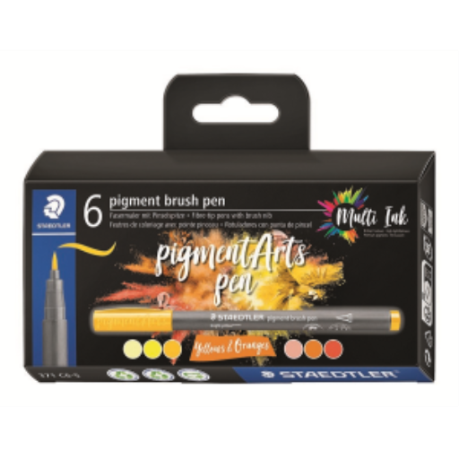 Pigment Brush Pen Yellows&Oran 6Pcs