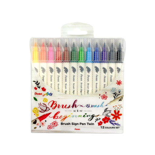 Feutres Pinceaux à Deux Pointes – Lot de 12 Couleurs