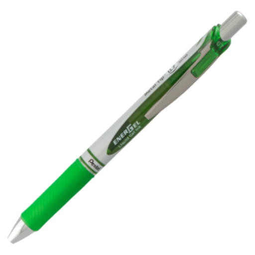Roller gel rétractable EnerGel, pointe métallique (0,7 mm), encre vert citron