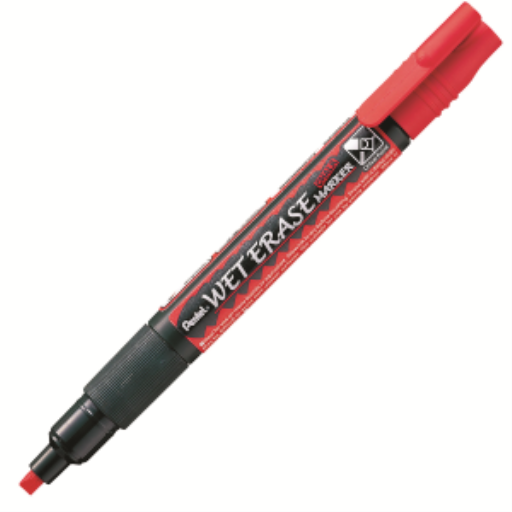 Marqueur Craie Pentel Arts Effaçable à l'Humide, Pointe Biseau Fine, Encre Rouge