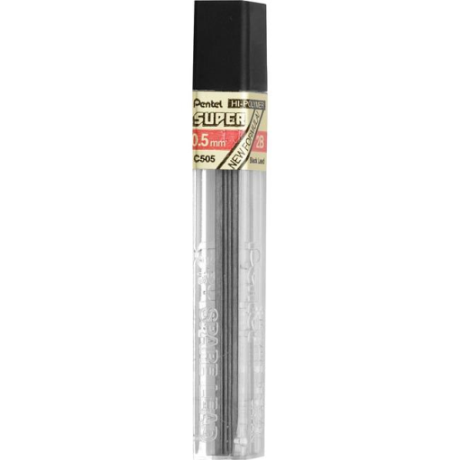 Mines de crayon polymère haute résistance (0,5 mm), 2H, 12 mines par tube