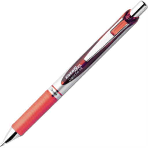 EnerGel Stylo Bille Gel Rétractable, (0,7 mm) Pointe Métal, Encre Orange