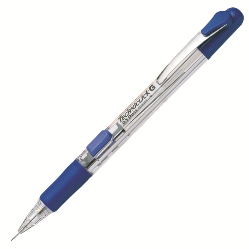 Porte-mine Twist-Erase Click (0,7 mm), corps transparent, grip bleu