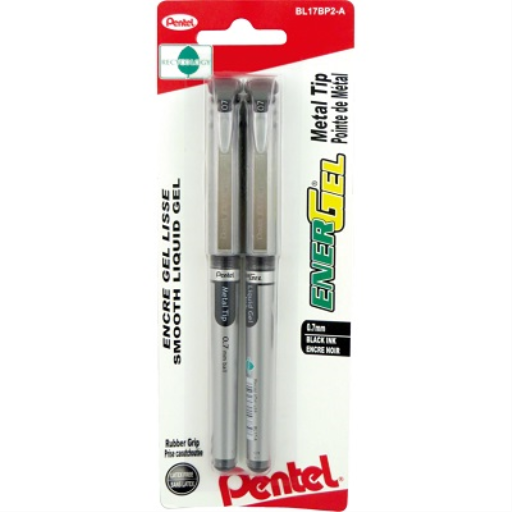 Stylo-bille EnerGel, pointe métal (0,7 mm), avec capuchon, encre noire, paquet de 2