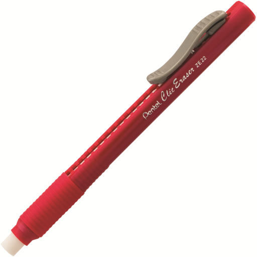 Gomme rétractable Clic Eraser Grip, corps rouge