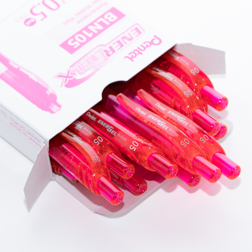 Stylo roller gel rétractable EnerGel-X, pointe aiguille (0,5 mm), encre rose