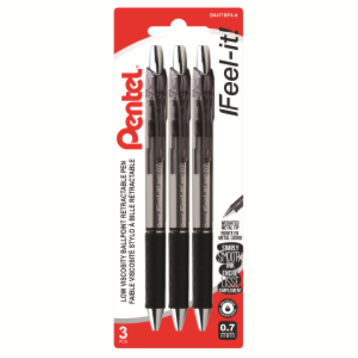 Stylo-bille rétractable Feel-It! (0,7 mm), encre noire, paquet de 3
