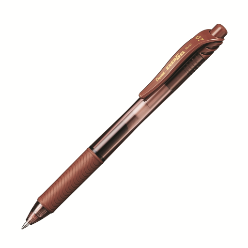 EnerGel-X Roller Gel Rétractable, (0,7 mm) Pointe Métal, Encre Brune