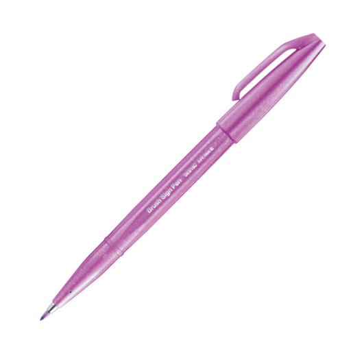 Pentel Arts Brush Sign Pen, Pointe Pinceau Flexible, Encre Rose Violet