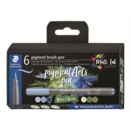 Pigment Brush Pen Blues&Greens 6Pcs