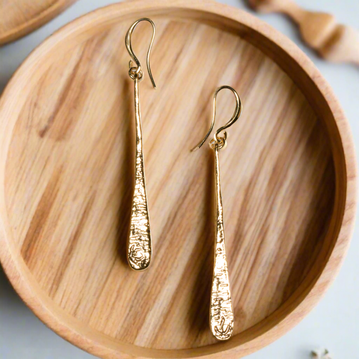 Boucles d'oreilles goutte martelée - Plaqué or
