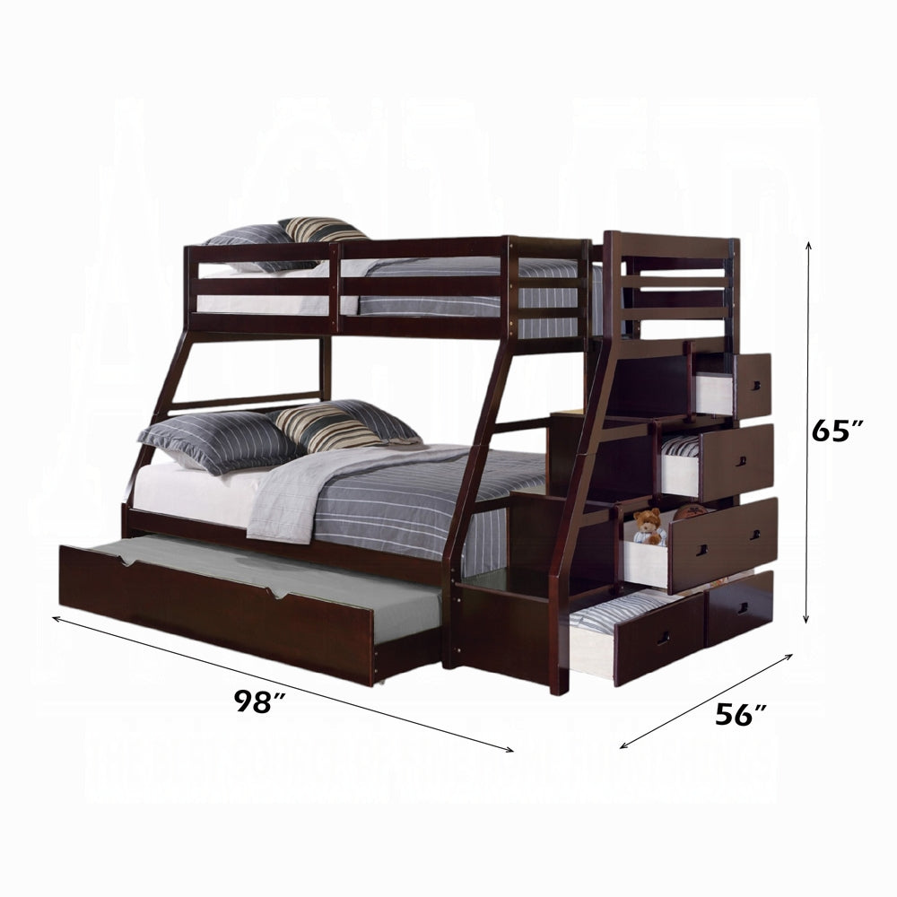 Mojo Twin/Full Bunk Loft Bed W/Trundle & Storage - Espresso
