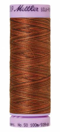 Fil de coton Mettler Silk-Finish 50wt, panaché, 100 m, coloris Chocolat