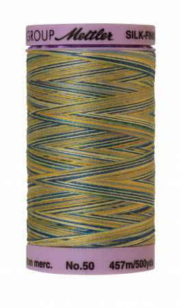 Mettler Silk-Finish 50wt Variegated Cotton Thread 500yd/457M China Blue