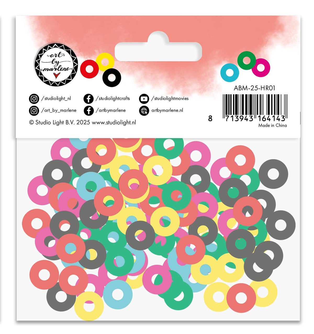 ABM Renforts de Trous Coloris Confetti Art By Marlene 130x105x5mm 6 Couleurs