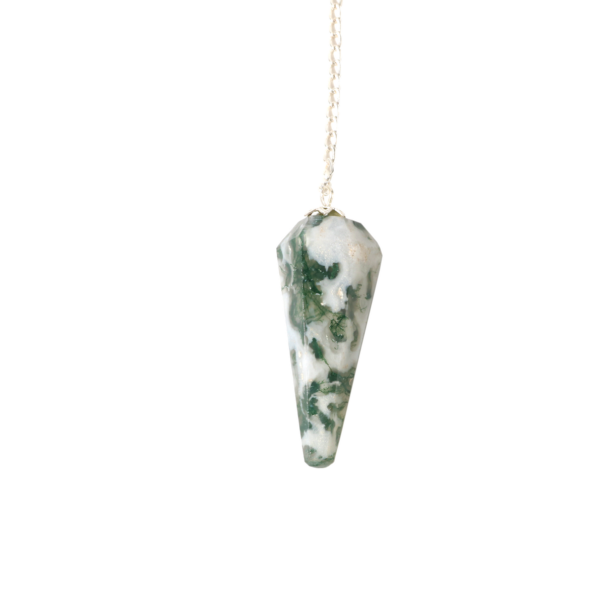 Green Tree Agate Pendulum 6 Facet & Bead - 3 Pack