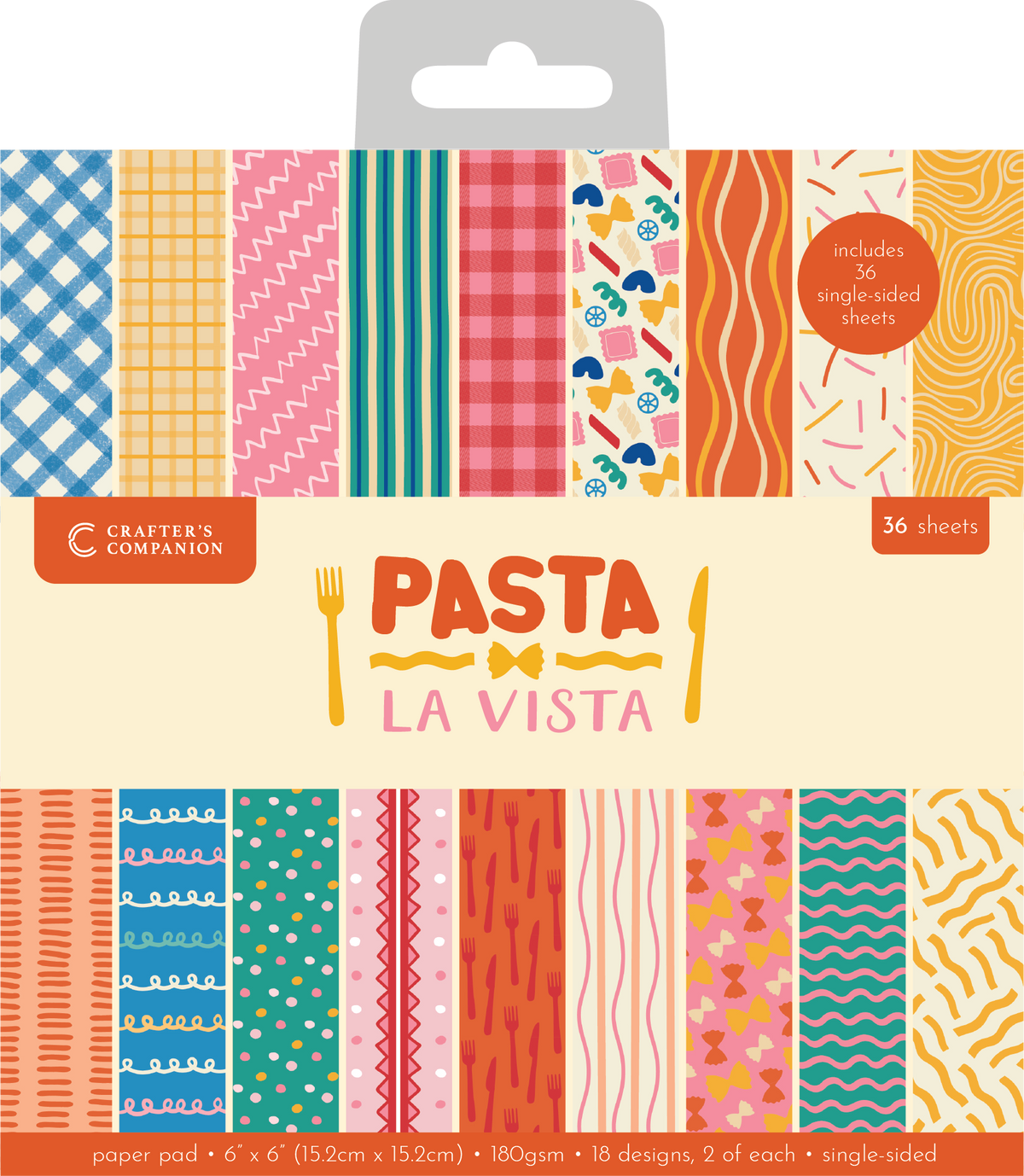 Crafter’s Companion Pasta La Vista 6”x6” Paper Pad