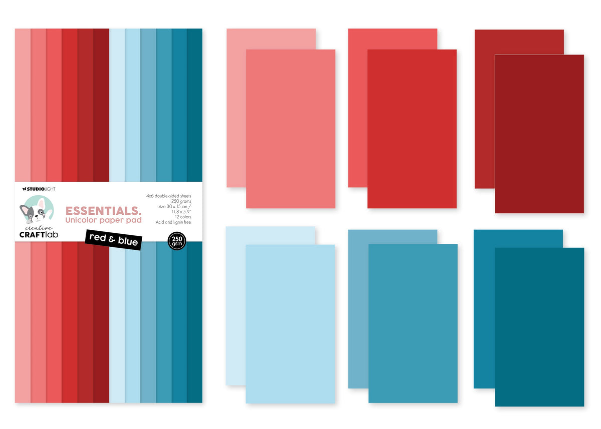 Bloc de papier Unicolor CCL rouge et bleu - Essentiels - 24 feuilles