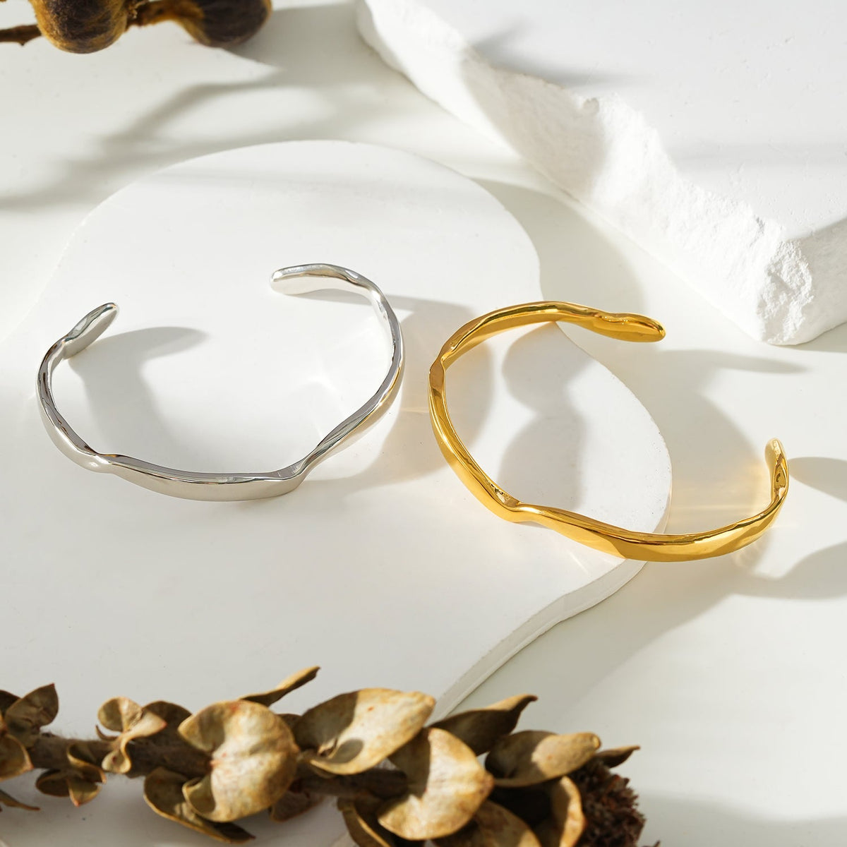 CHANBA Silver (White Gold): Avant Garde Abstract Shaped Bracelet