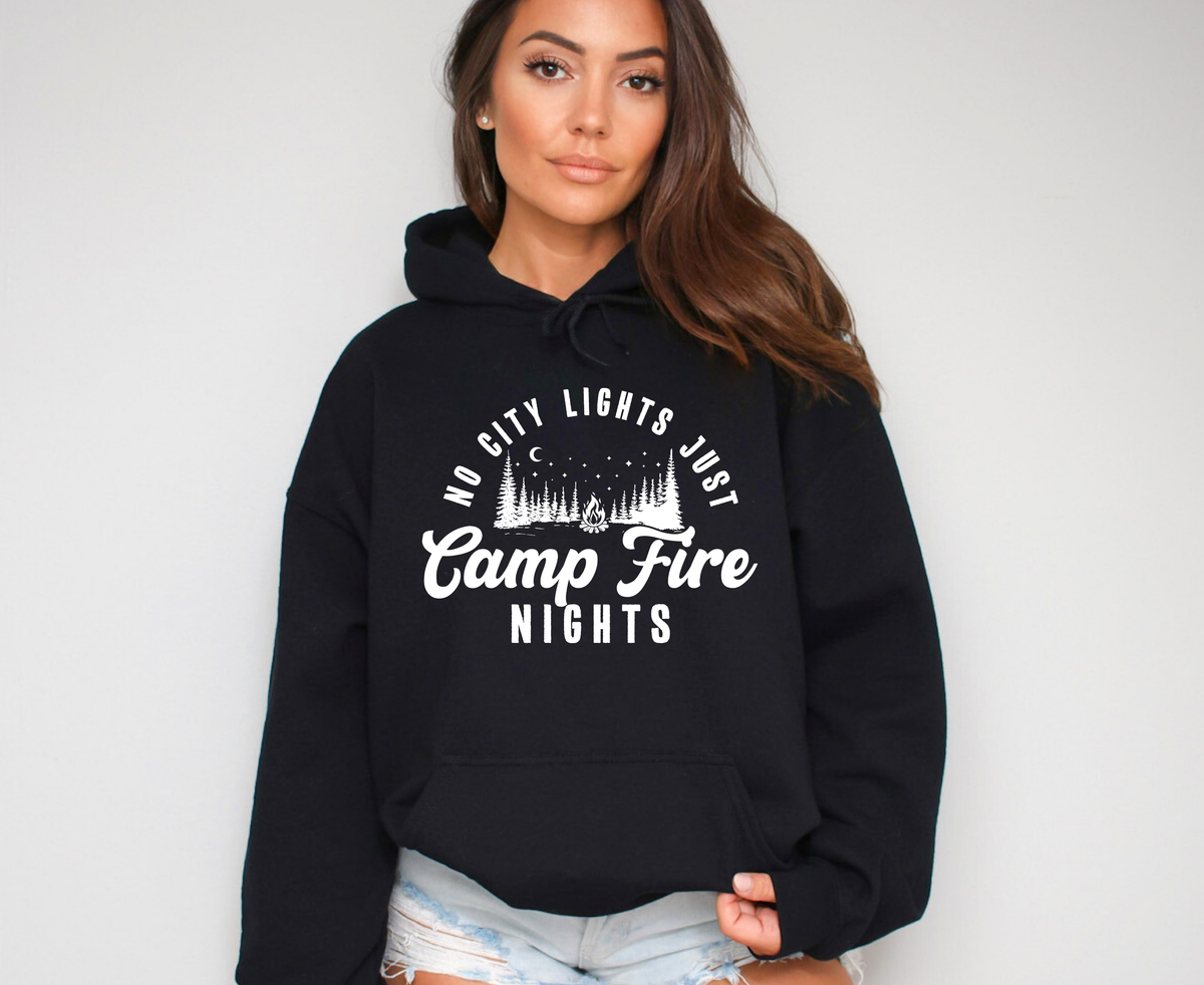 Pas de lumières de la ville, juste des nuits au coin du feu – Sweat à capuche unisexe | Vêtements pour le lac