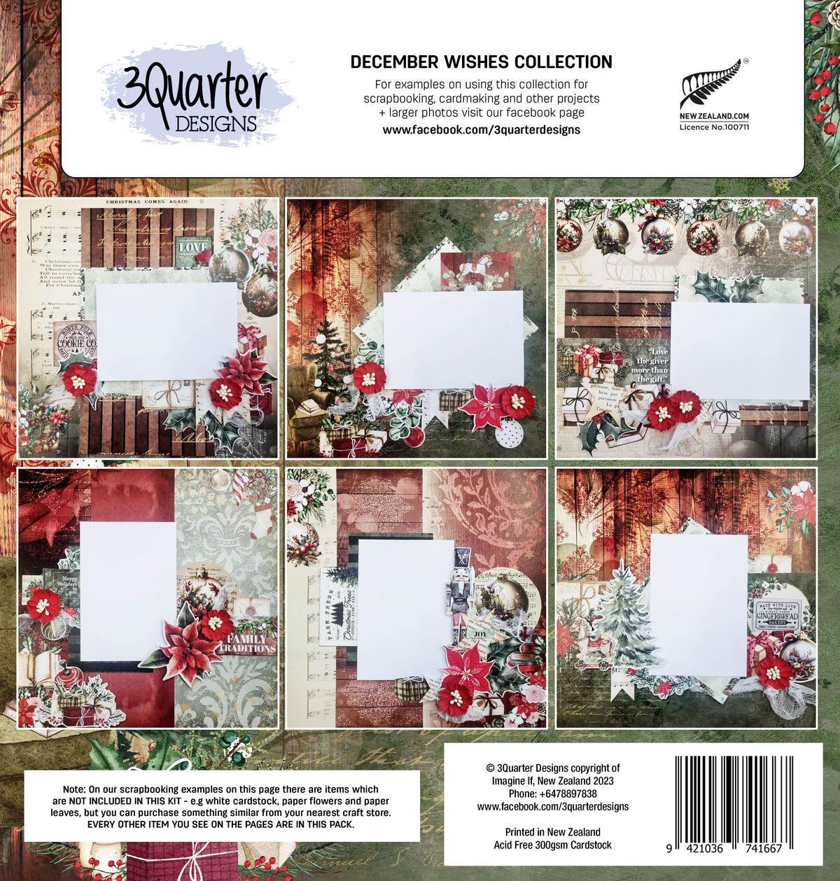 Papiers imprimés 30x30 cm Décembre (pack)