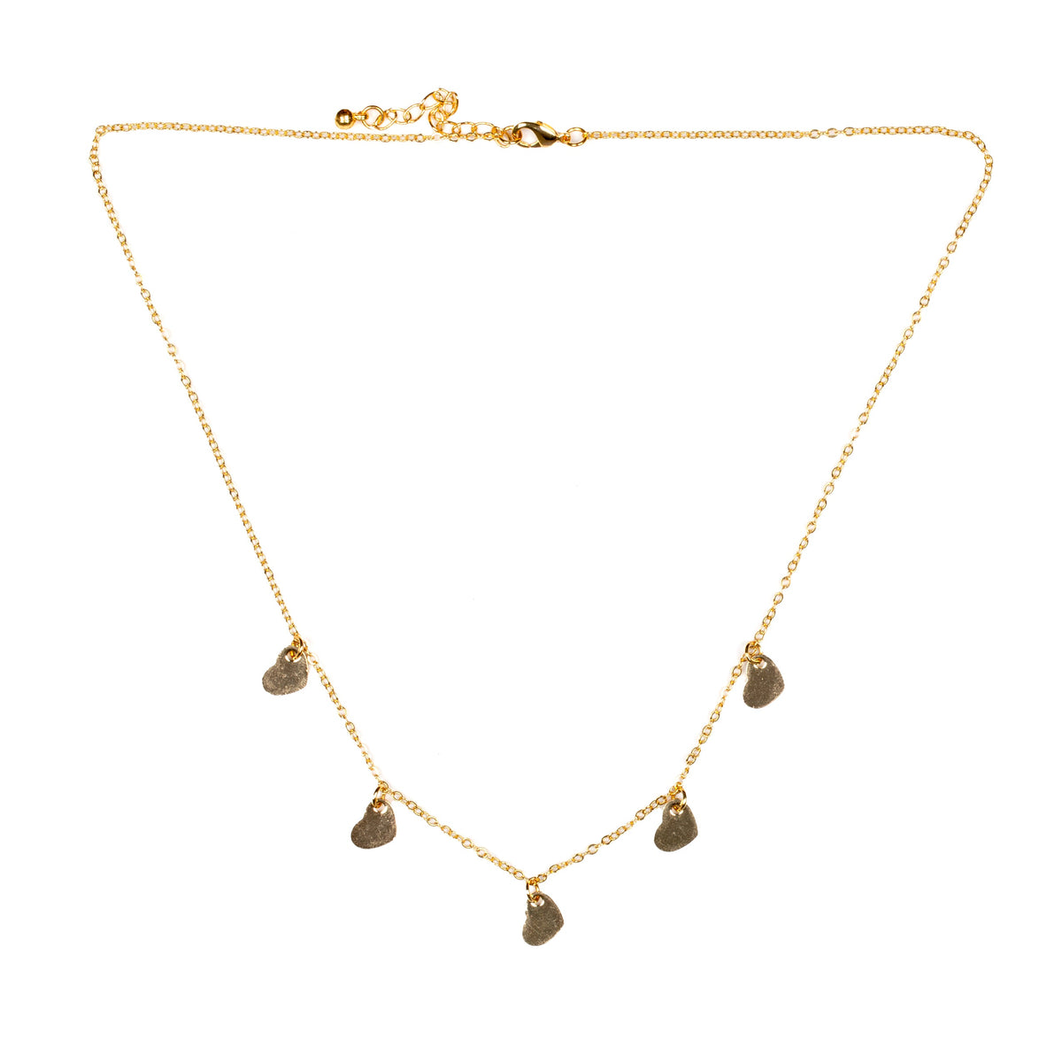 Five Heart Necklace- Gold Plate