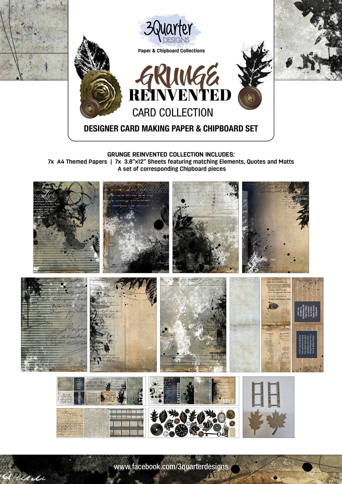 Collection de cartes Grunge réinventé par 3Quarter Designs