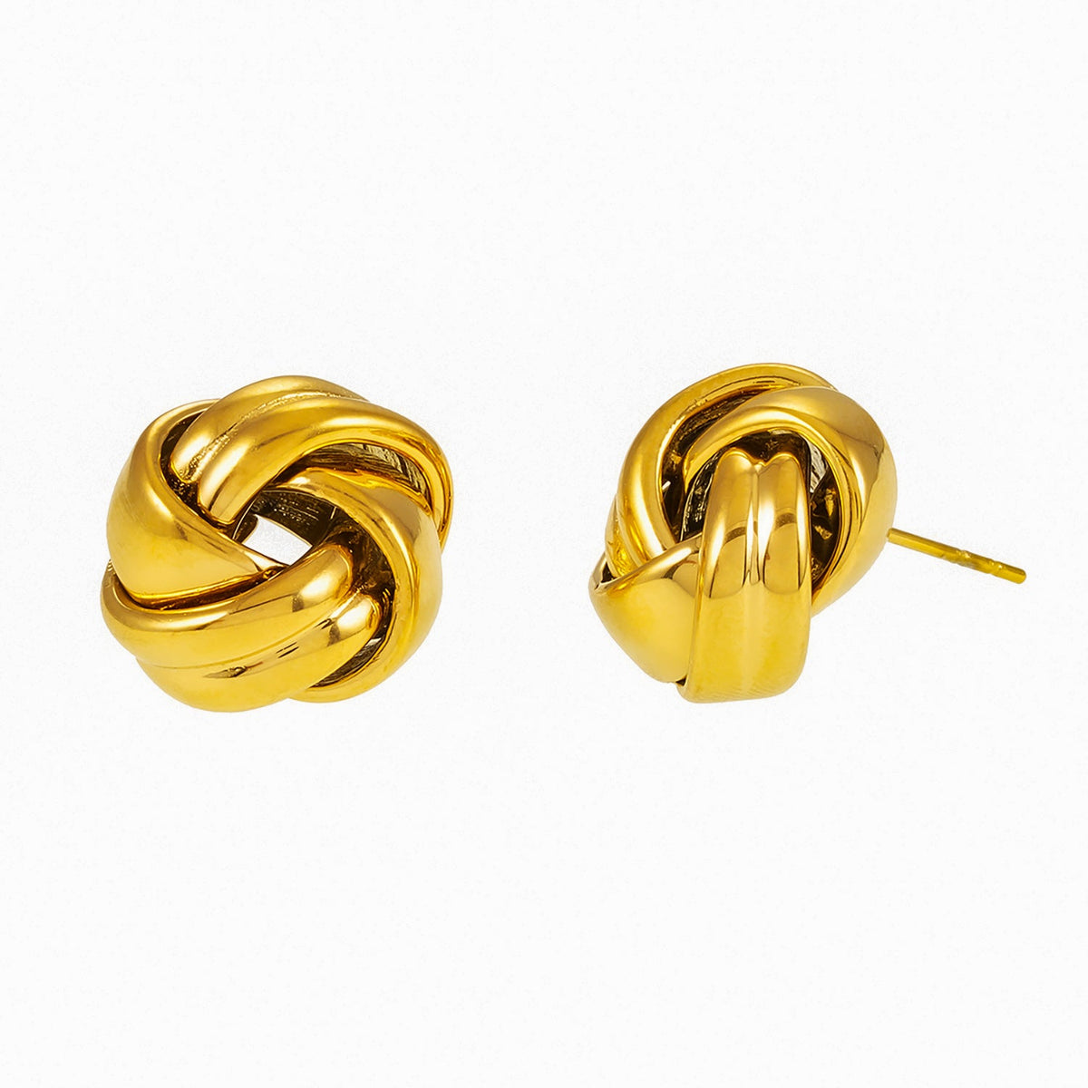 JATANI Gold : Boucles d'oreilles clous contemporaines Nœud d'amour