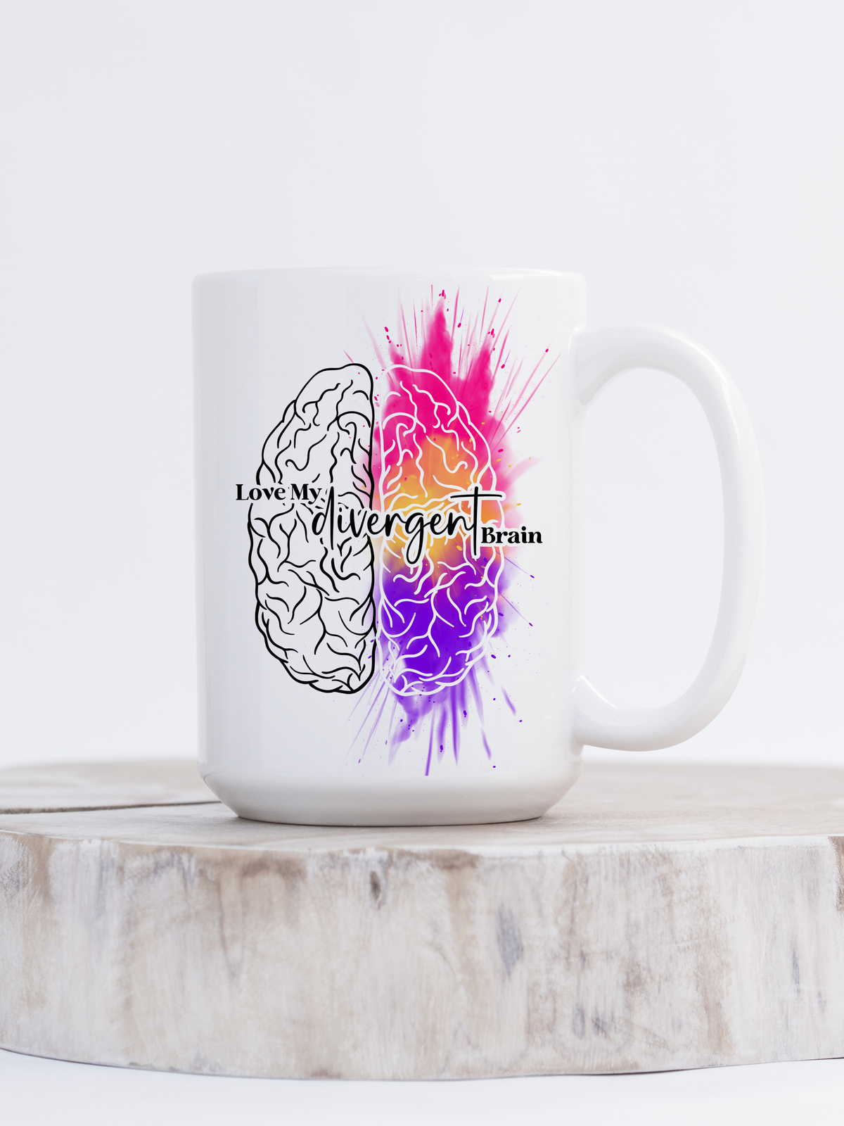 Mug en céramique J'adore mon cerveau divergent