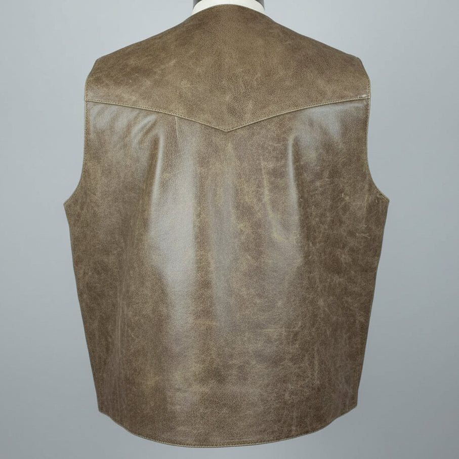 Men's Western Patch Leather Vest | Open Road