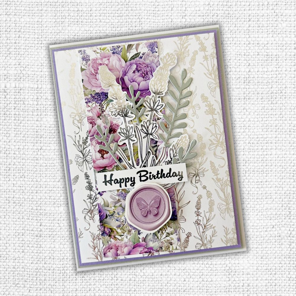 Lavande et roses – Collection de papier métallisé argenté 15x15cm 32265