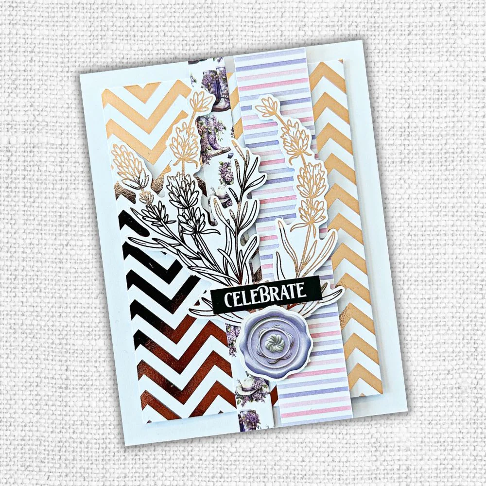 Lavande et roses - Découpes métallisées or rose 32268