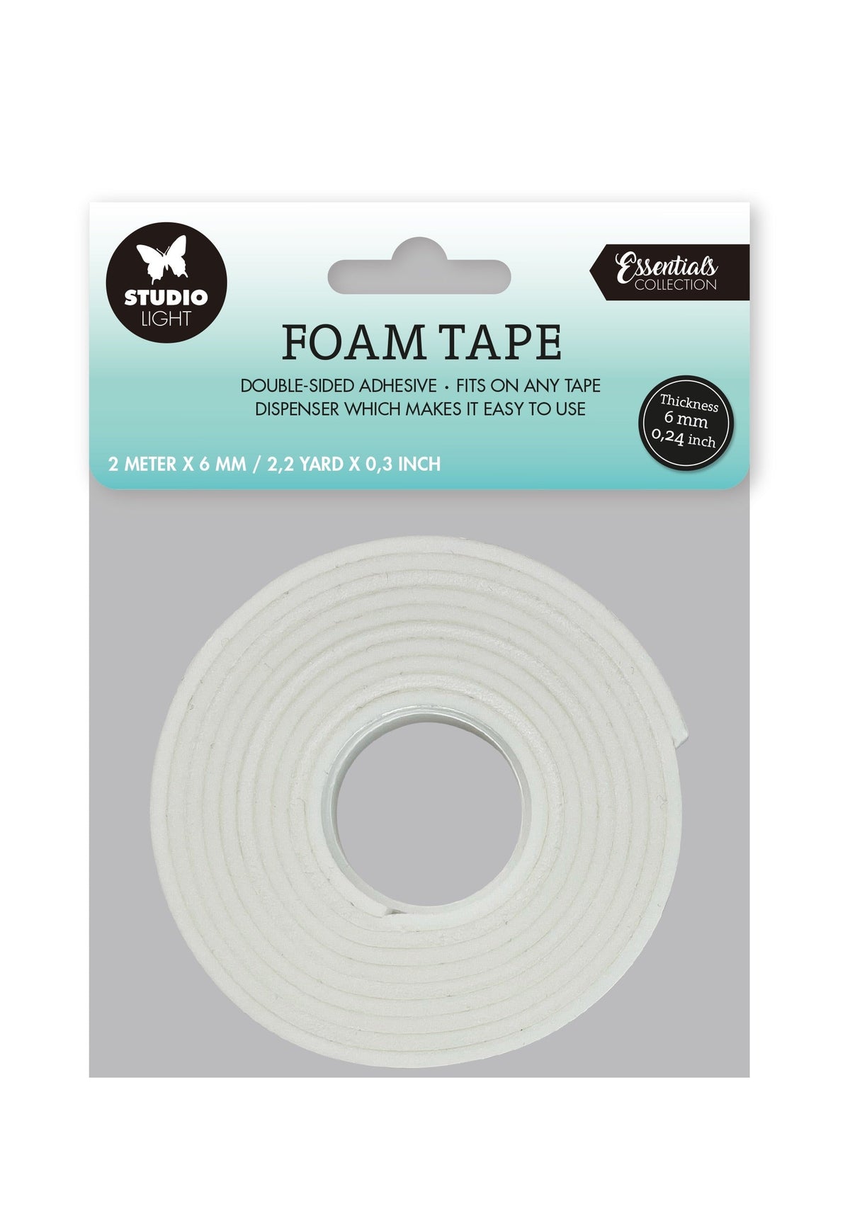 Ruban adhésif mousse double face SL 6mm d'épaisseur - 0,6mm de large Outils essentiels 80x80x0,6mm 2 MT nr.05