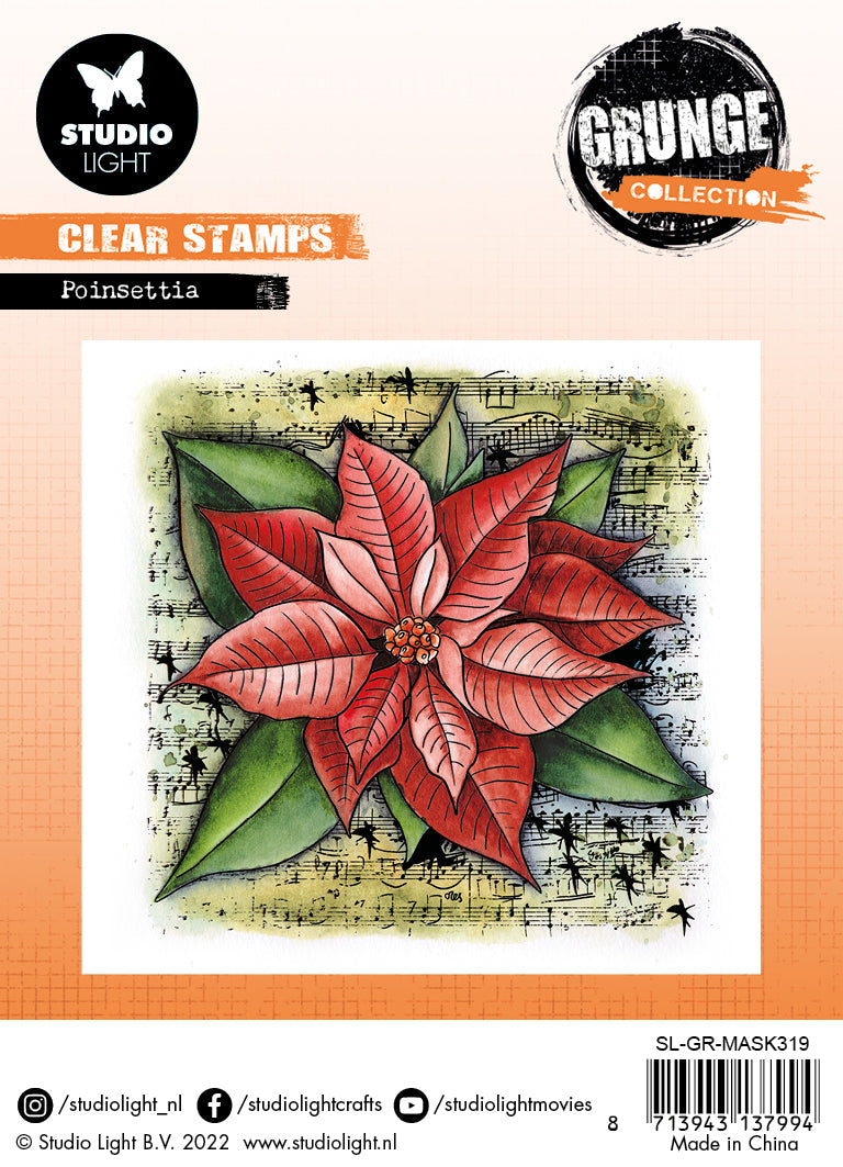 SL Tampon Transparent Poinsettia Grunge Collection 130x130x3mm 1 PC nr.319