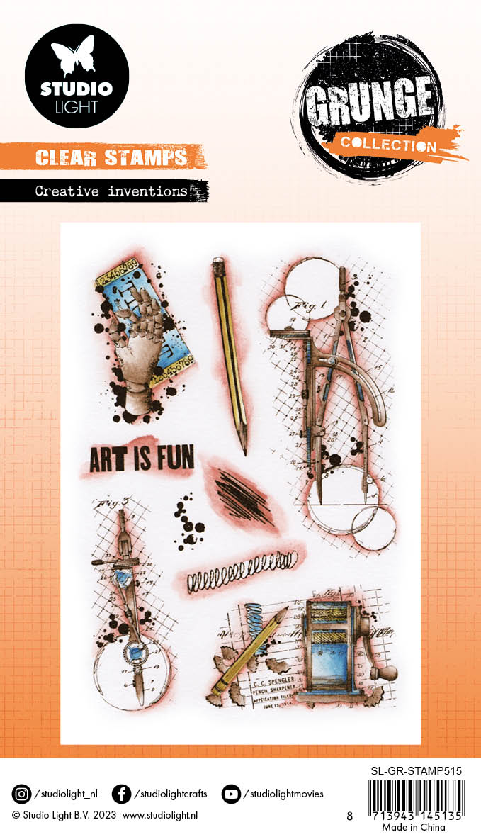 SL Clear Stamps Creative Inventions Collection Grunge 89x132x3mm 9 pièces n°515