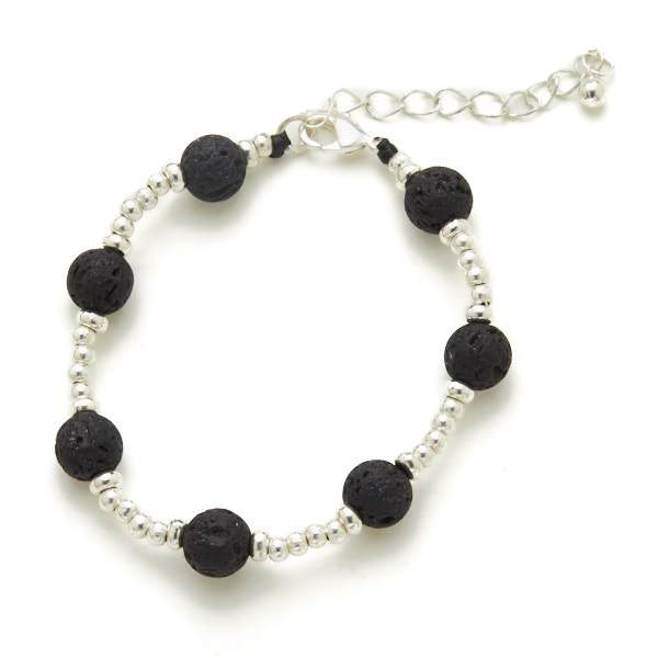Lava Stone Bracelet in Silver Plate