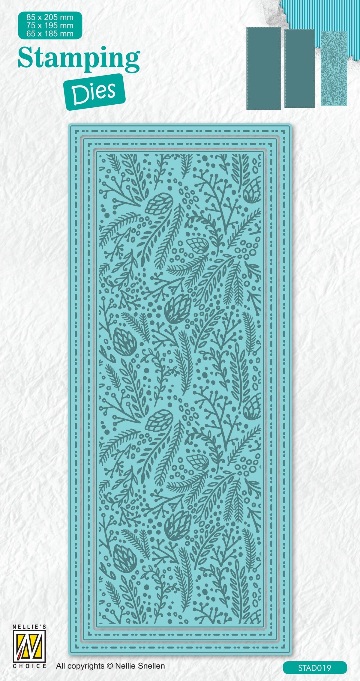 Matrices de découpe pour tamponnage Nellie's Choice Slimline - Noël - Branches avec baies