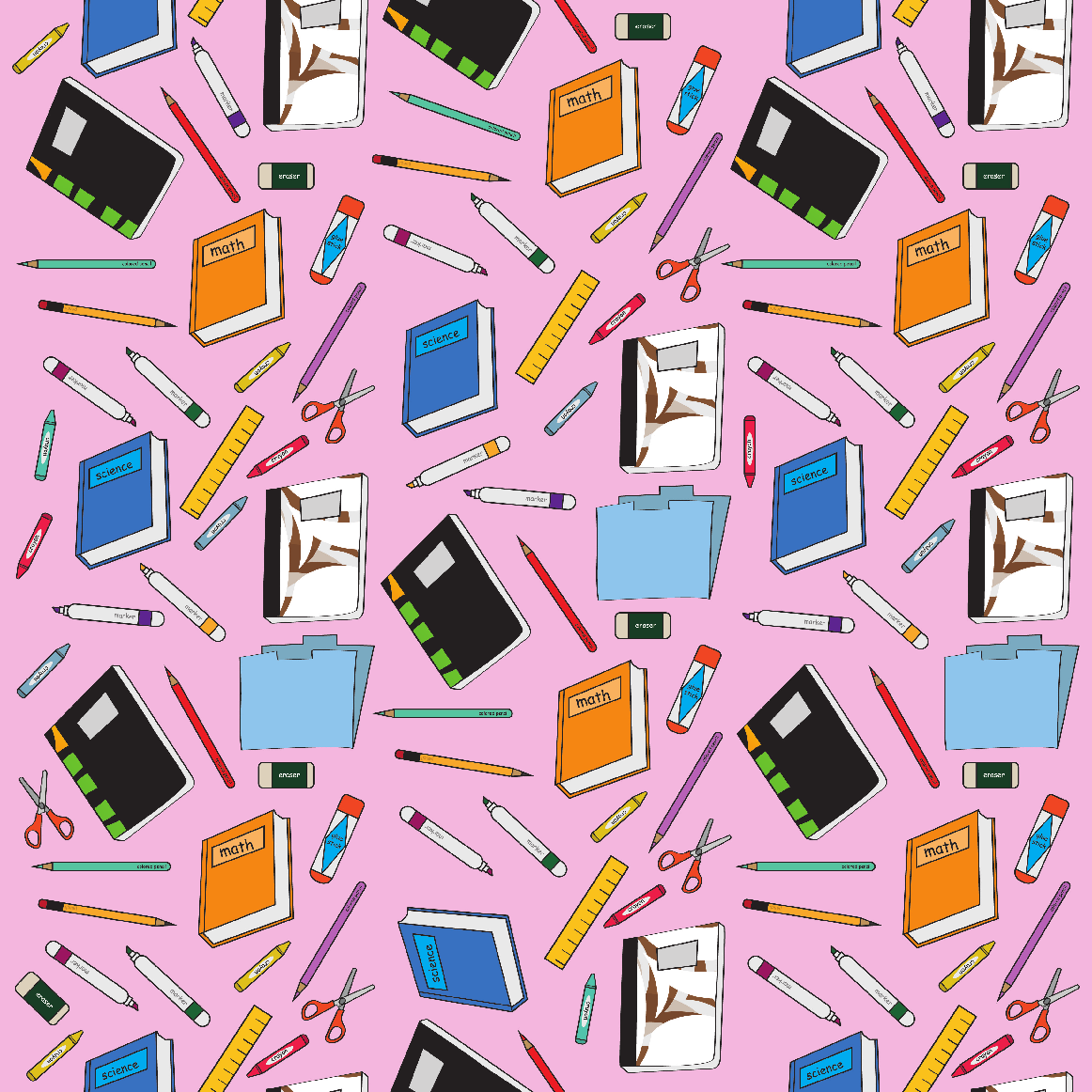 Craft HTV Back to School - School Supplies in Pink Background Pattern