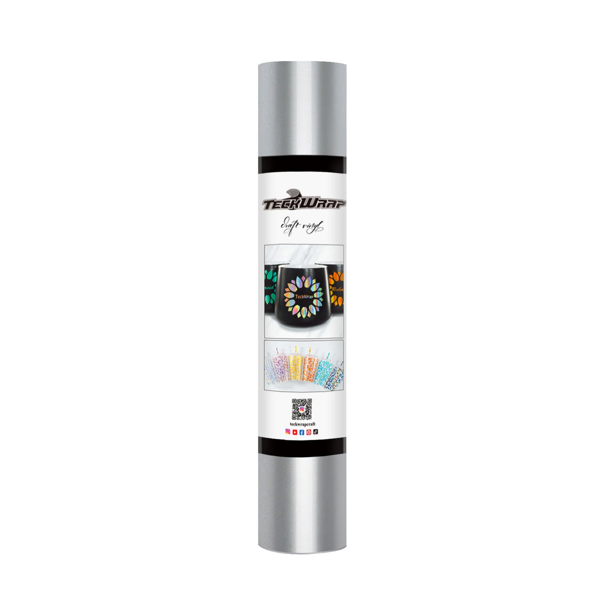 TeckWrap New Glossy Adhesive Vinyl - Silver | Easy-to-Peel & Strong Adhesive