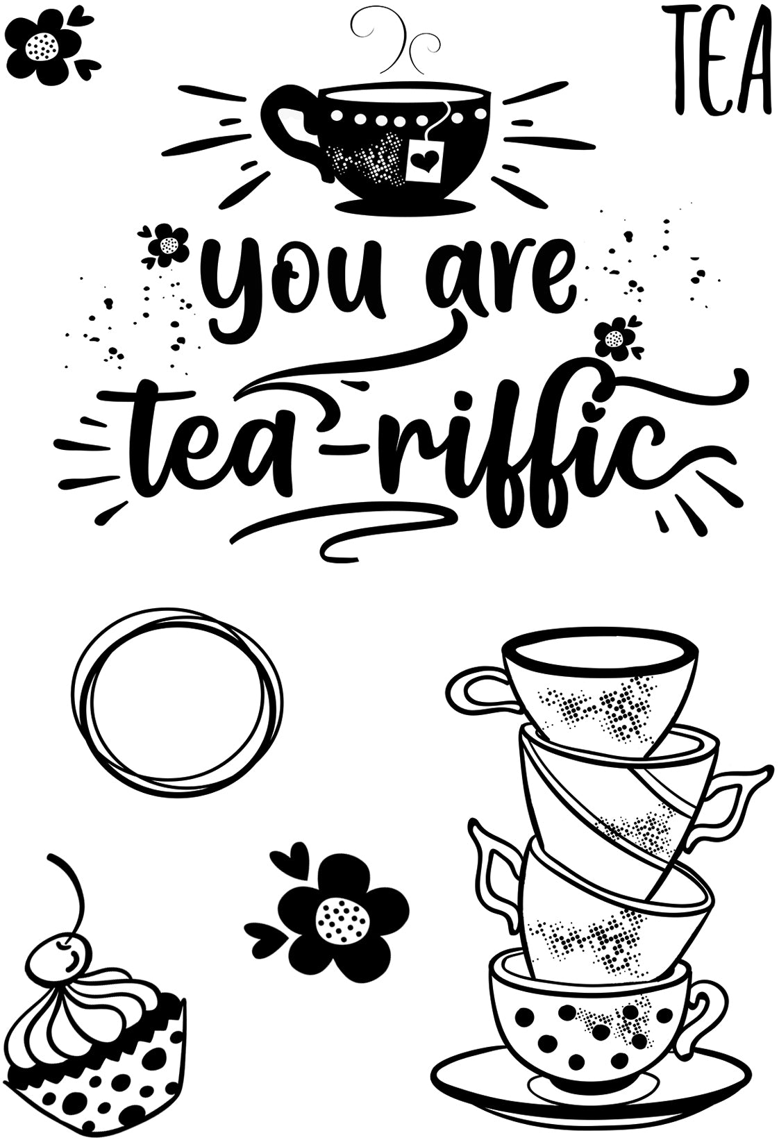 Creative Expressions Designer Boutique Tampons Tea-riffic 6 po x 4 po
