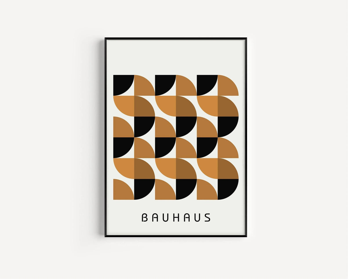 Bauhaus Art Prints: Mid-Century Modern Trio, Brown Geometric Posters