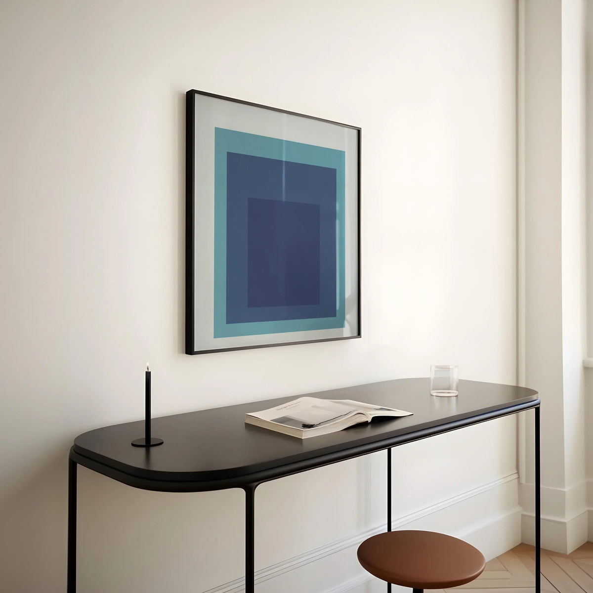 Impression Giclée « Marée » inspirée de Josef Albers : Art moderne du milieu du siècle, Bleu menthe