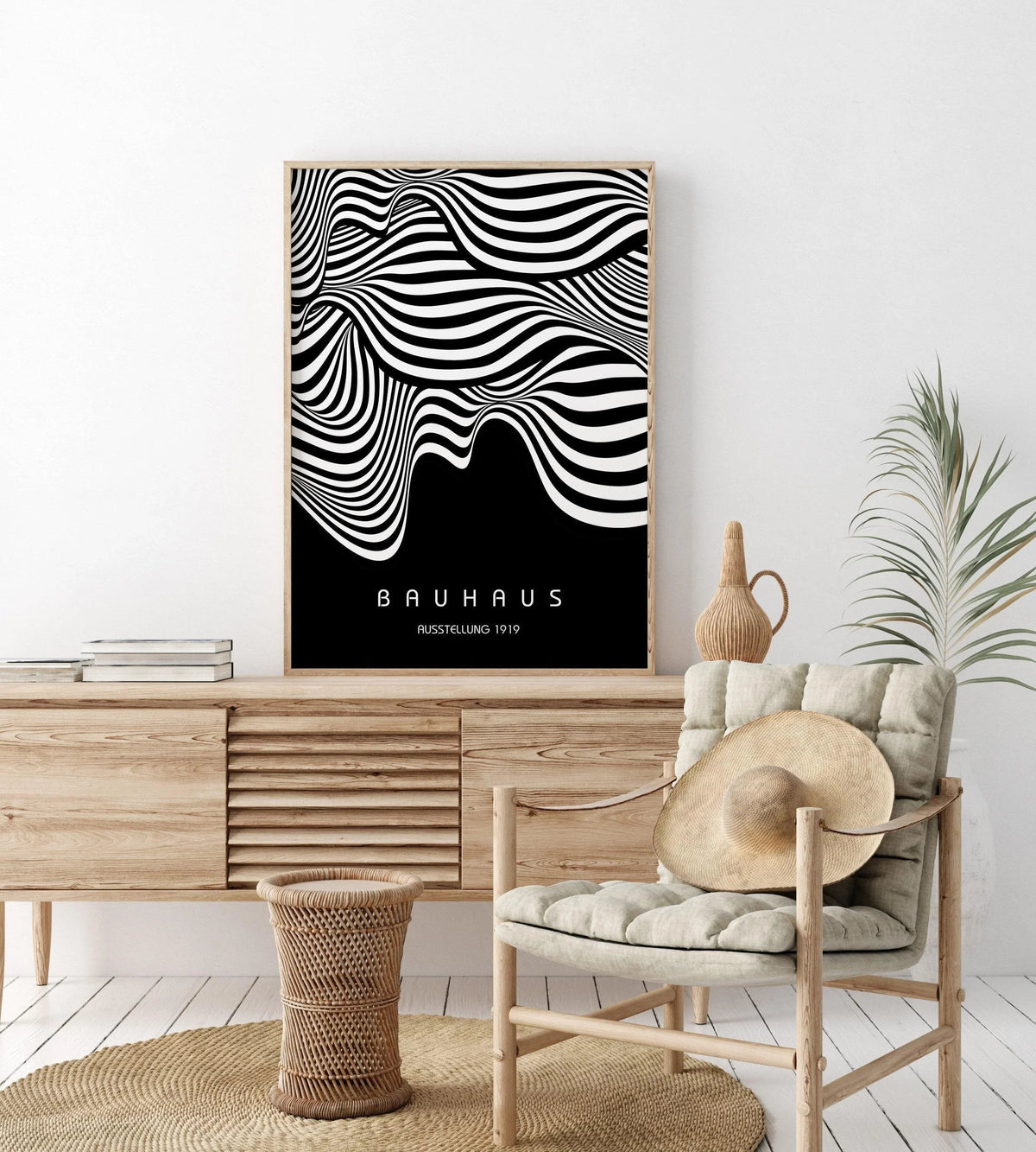 Bauhaus Ausstellung Black (Waves) PRINT | Vintage Mid-century Modern Poster (Available handframed or unframed)