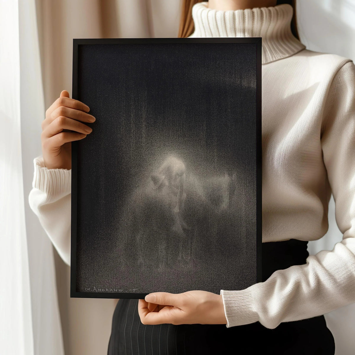 Charles Angrand - The Good Samaritan Art Print: Dreamlike Charcoal Drawing