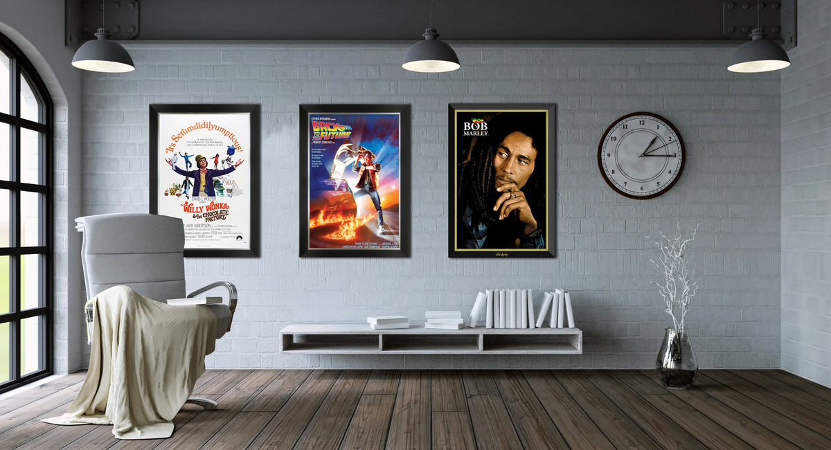RETOUR VERS LE FUTUR - AFFICHE DE FILM CLASSIQUE ENCADRÉE (33,5" X 23,5")