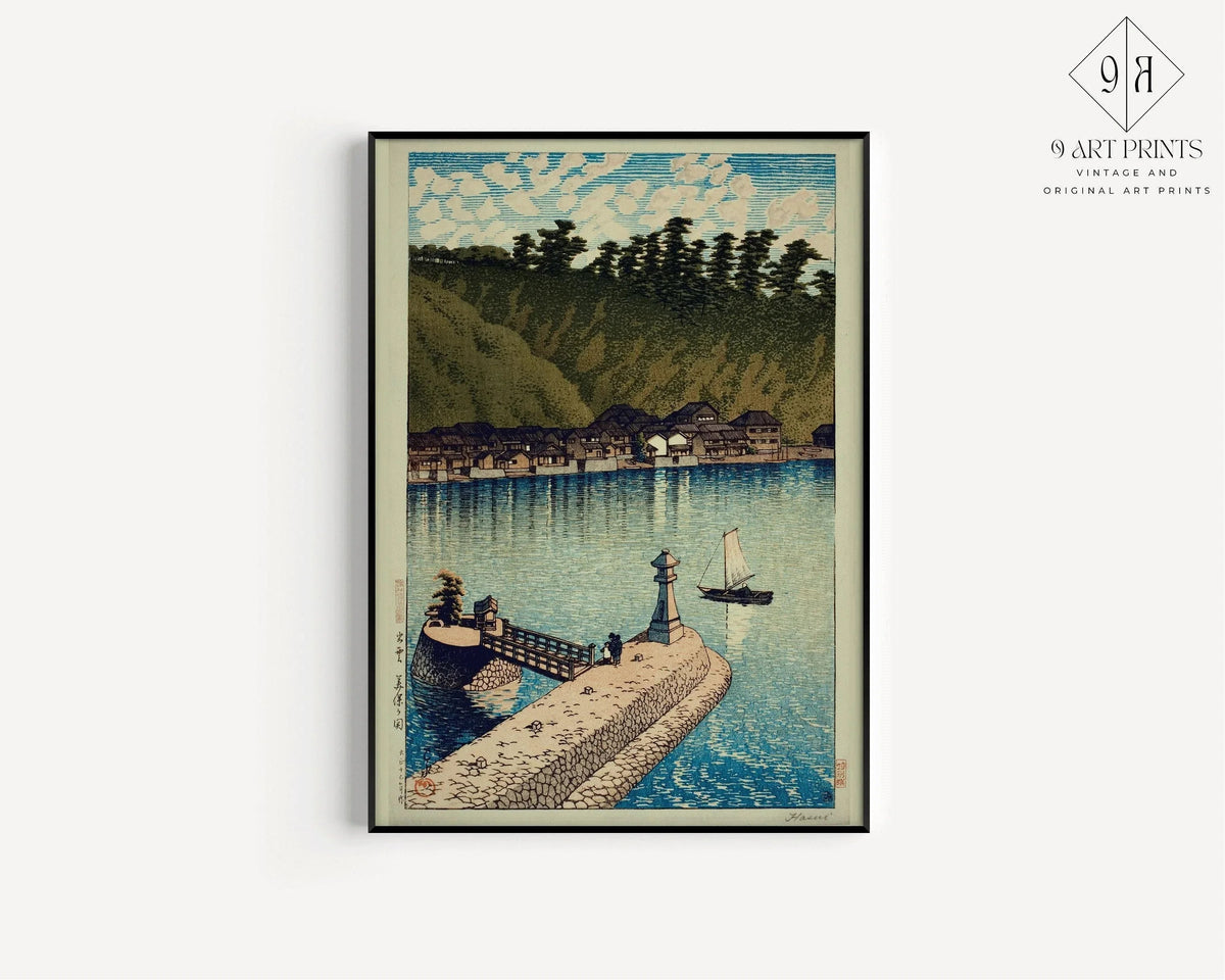 Kawase Hasui - Mihogaseki Bridge: Vintage Japanese Woodcut Giclee Print